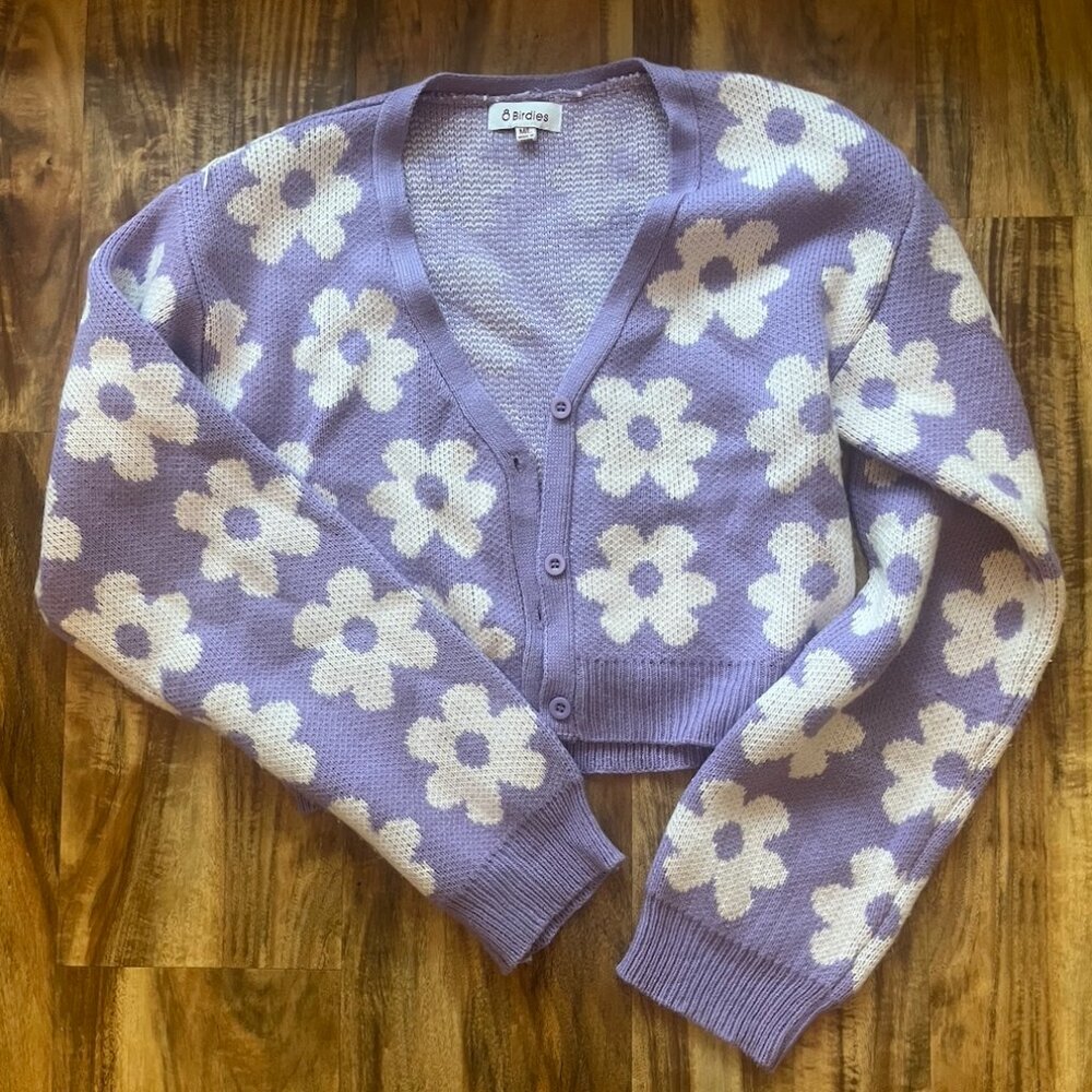 purple daisy cardigan